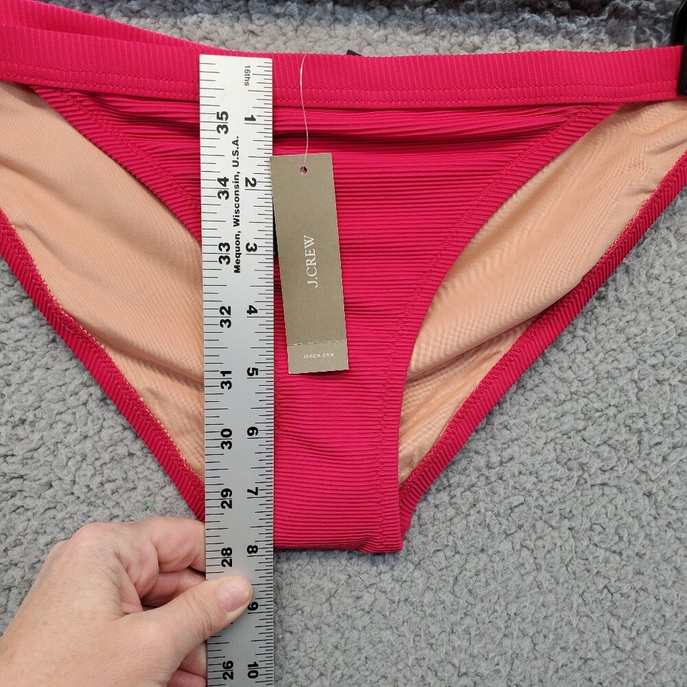 J. Crew Ribbed-Trim‎ Hipster Full-Coverage Bikini Bottom Pink - Picture 4 of 7